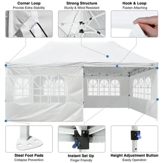 Yescom InstaHibit 10x20ft Canopy Wedding Party Tent Pop Up White image {2}