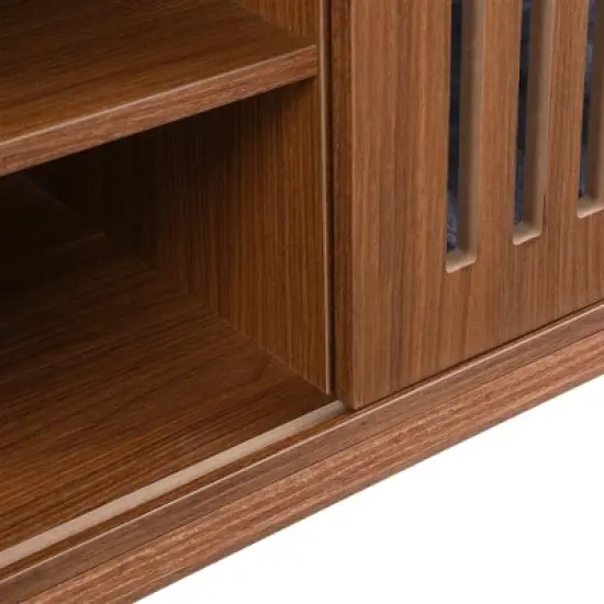 Gulches Walnut Mid-Century Modern Pet Friendly TV Stand with Extendable Table image {13}