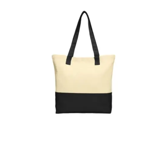 Port Authority Set of 2 Colorblock Cotton Totes with Zippered Pocket image {3}