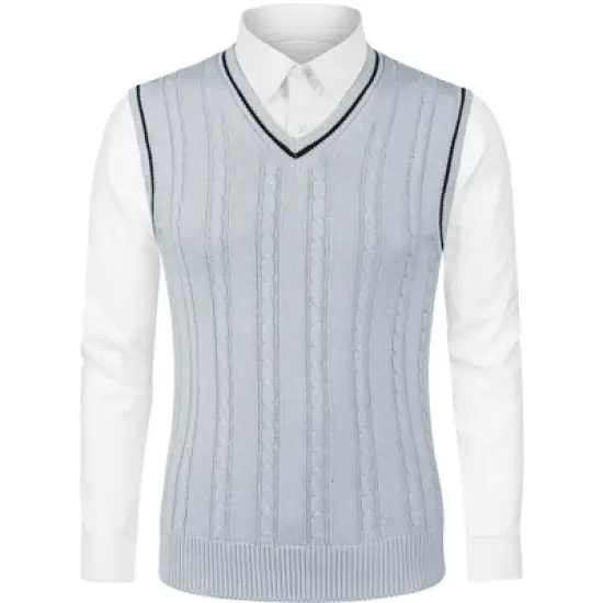 Lars Amadeus Men's Classic Knitted Sleeveless V-Neck Pullover Sweater Vest image {6}