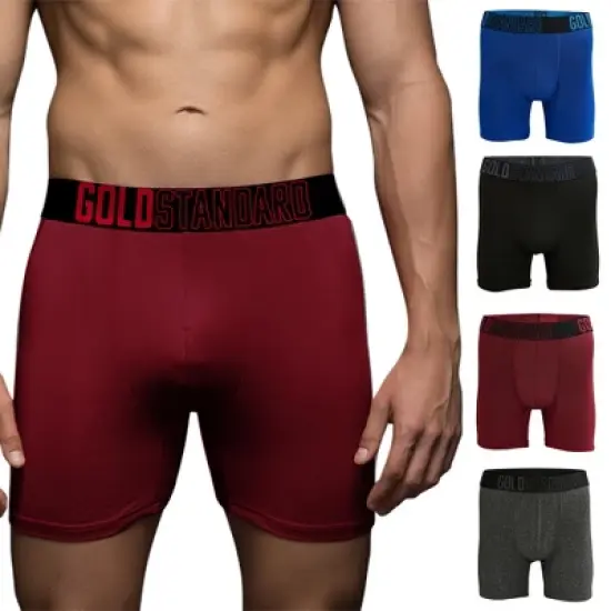 Gold Standard Mens 4-Pack Performance Boxer Briefs Athletic Underwear image {5}