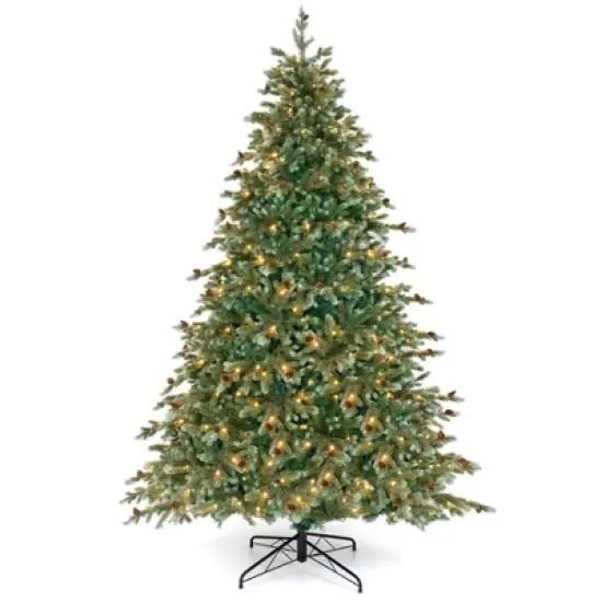 Costway 6/7/8 FT Artificial Christmas Tree with 590 Branch Tips 240/340/410 Warm White LED Lights image {11}