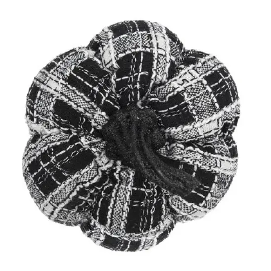 Whisen Fabric Plaid Pumpkin, Holiday Halloween Decoration - Black & White image {5}