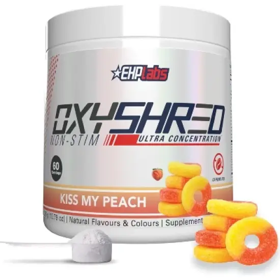 EHPlabs OxyShred Non Stimulant Pre Workout Powder & Fat Burner - Caffeine & Sugar Free Preworkout Energy Powder - Peach, 60 Servings image {8}