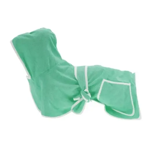 Unique Bargains Hooded Dog Bathrobe Large Green image {6}
