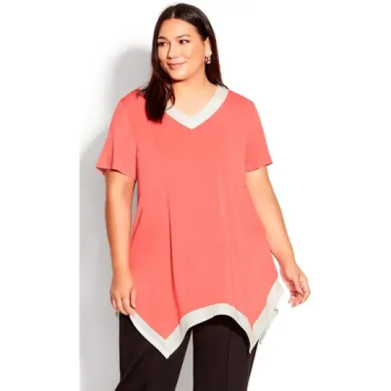Women's Plus Size Colette Tunic  - Coral/Ivory | AVE STUDIO image {3}