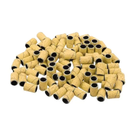 Unique Bargains Nail Drill Bits 80 Grit Sanding Bands Set 100 Pcs Yellow image {4}