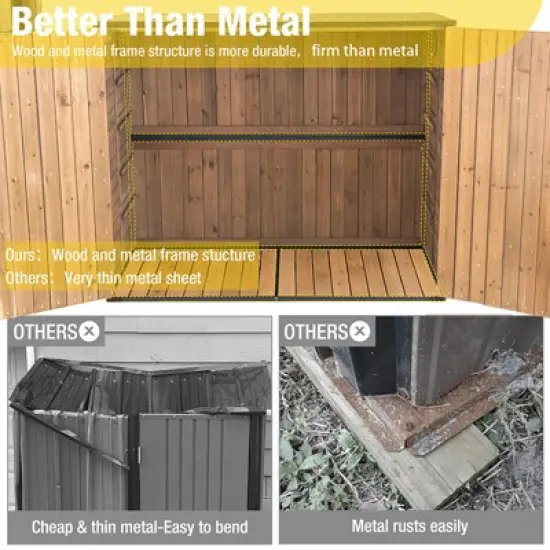 Aivituvin Garden Outdoor Storage Shed | Strong Metal Frame|Storage Cabinet for Trash Cans and Yard Tools 4.2 ft. x 2.3 ft.-AIR105 image {4}