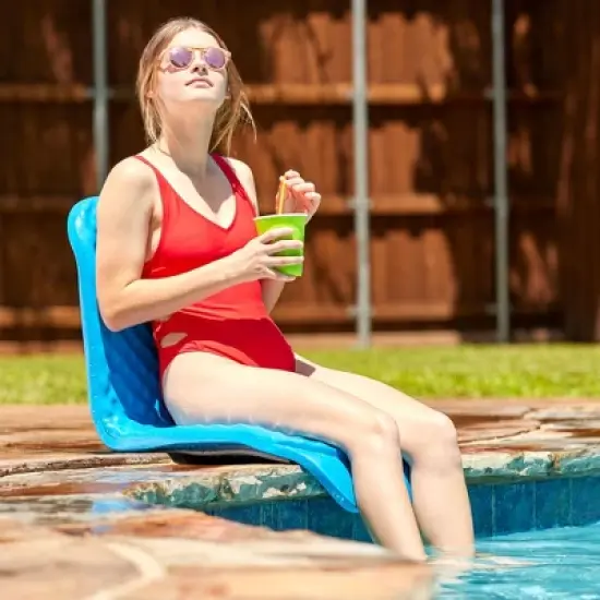 TRC Recreation Super Soft 19 Inch Tall Foam and Vinyl Folding Chair with Steel Frame Support for Beach, Lake, Park, or Poolside, Marina Blue image {4}