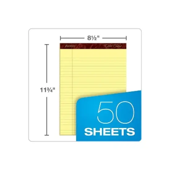 Ampad Gold Fibre Writing Pads Legal/Wide 8 1/2 x 11 3/4 Canary 50 Sheets 4/Pack 20032 image {1}