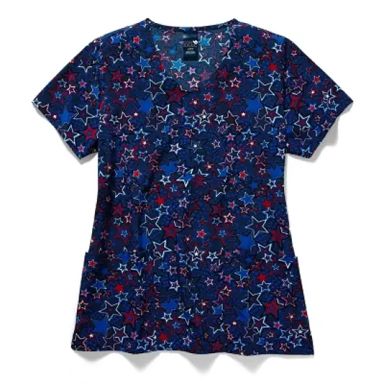 Zoe and Chloe Zoe+Chloe Performance V-Neck Print Scrub Top image {2}