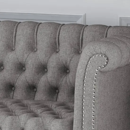 Barneyville Traditional Chesterfield Sofa Gray - Christopher Knight Home image {6}