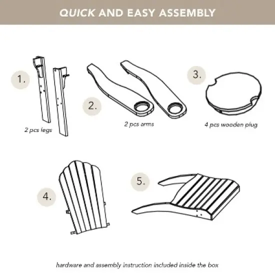 Cambridge Casual Sherwood Teak Weathered Outdoor Adirondack Chair with Cup Holder Gray: Weather-Resistant, 250lb Capacity image {17}