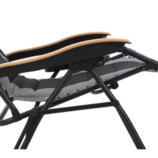 Captiva Designs Patio Zero Gravity Free XL Padded Seat Recliner with Cup Holder & Alloy Steel Frame - Gray image {2}