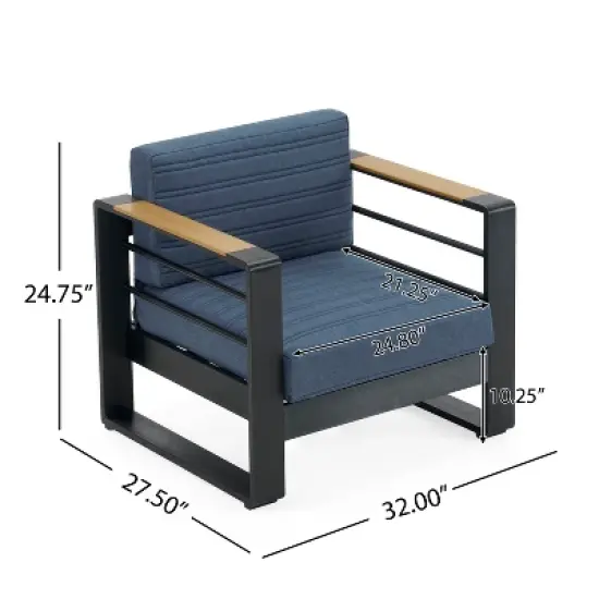 Christopher Knight Home Giovanna Outdoor Aluminum and Faux Wood Club Chair image {2}