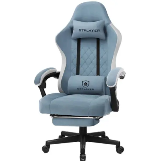 GTPLAYER Gaming Chair Fabric Office Chair with Linkage Armrests Computer Chair Light Blue image {7}