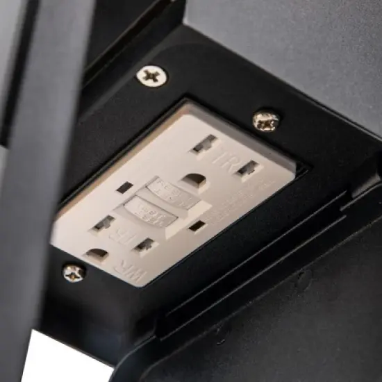 C Cattleya 1-Light Matte Black Aluminum Outdoor Wall Lantern Sconce with GFCI Outlet image {5}