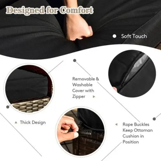 Costway 8PCS Patio Rattan Furniture Set  Space-Saving Storage Cushion Black\Turquoise\Navy cover image {6}