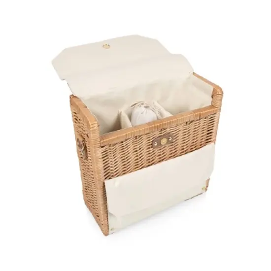 Picnic Time Corsica Grande Wine and Cheese Basket Backpack Beige Canvas image {4}
