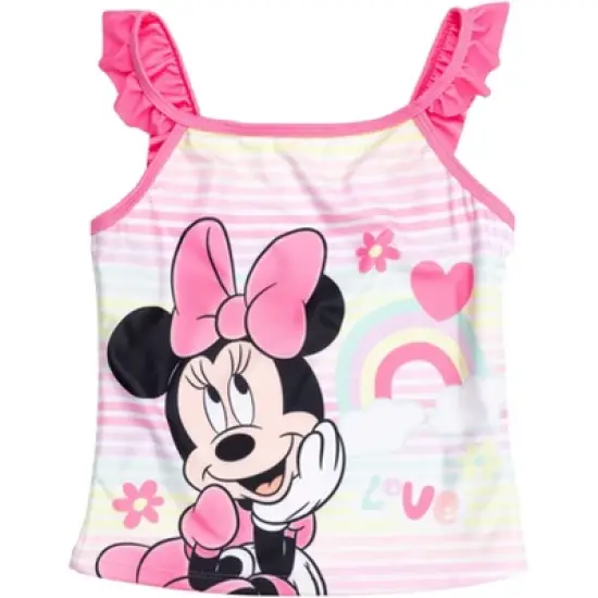 Disney Princess Princess Minnie Mouse Frozen Belle Elsa Princess Anna Baby Girls Tankini Top Bikini Bottom and Scrunchie 3 Piece Swimsuit Set Infant image {2}