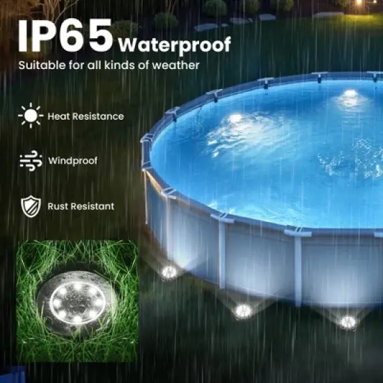 Cool White 8 LED Solar Outdoor Waterproof In-Ground Path Lights for Pathway, Yard, Lawn, Patio and Walkway image {2}