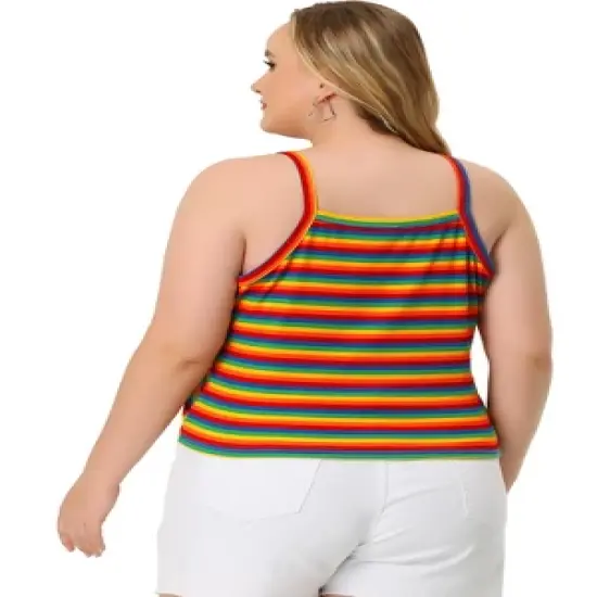 Agnes Orinda Women's Plus Size Stripe Sleeveless Stretch Camisole image {3}