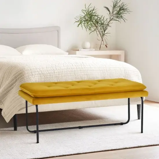 Nano 48" Upholstered Modern Double Layered Cushion Bedroom Bench - The Pop Maison image {9}