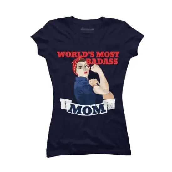 Junior's Design By Humans World's Most Badass Mom By BubbSnugg T-Shirt image {3}