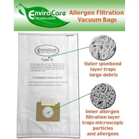 Kenmore Canister Type C or Q 50555, 50558, 50557 and Panasonic Type C-5 Anti-Allergen Vacuum Bags 9 pack image {1}