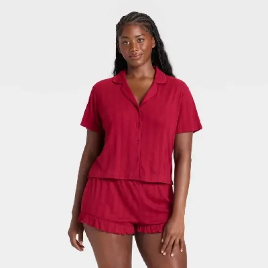 Women's Pointelle Notch Collar Shirt and Shorts Pajama Set - Wild Fable&trade; image {3}