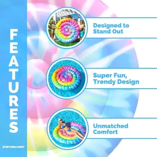 Swimline Inflatable Spiral Tie Dye Floating Island Pool Float - 65" image {7}