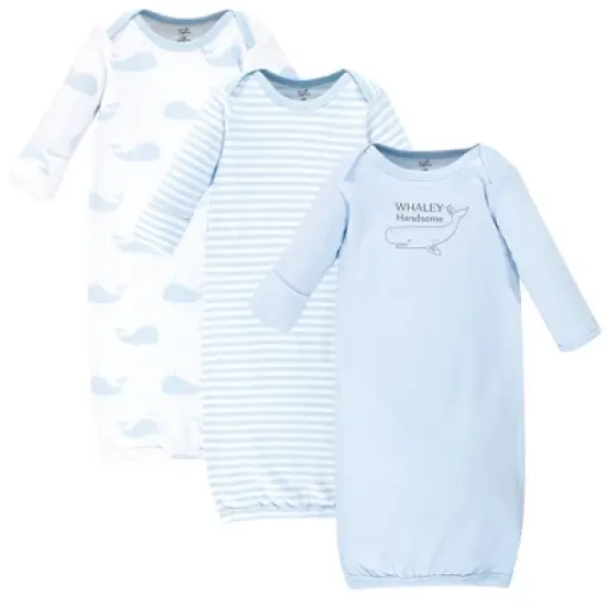 Touched by Nature Baby Boy Organic Cotton Long-Sleeve Gowns 3pk, Whale image {4}