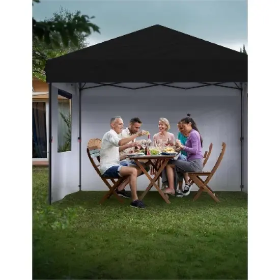 10x10 Pop Up Canopy with 3-Sidewall, Outdoor Tent with Portable Roller Bag - 3 Adjustable Height, 4 Weight Bags for Garden, Sports, Beach image {6}