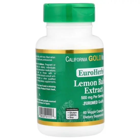California Gold Nutrition EuroHerbs&trade;, Lemon Balm Extract, Euromed Quality, 500 mg, 60 Veggie Capsules image {4}