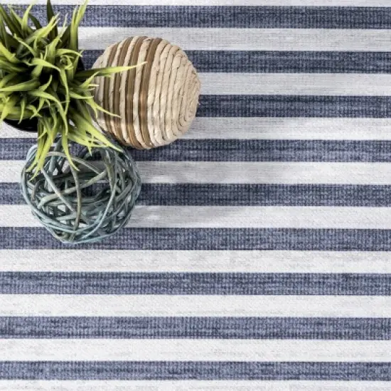 nuLOOM Lacie Multi Striped Machine Washable Indoor/Outdoor Patio Area Rug image {5}
