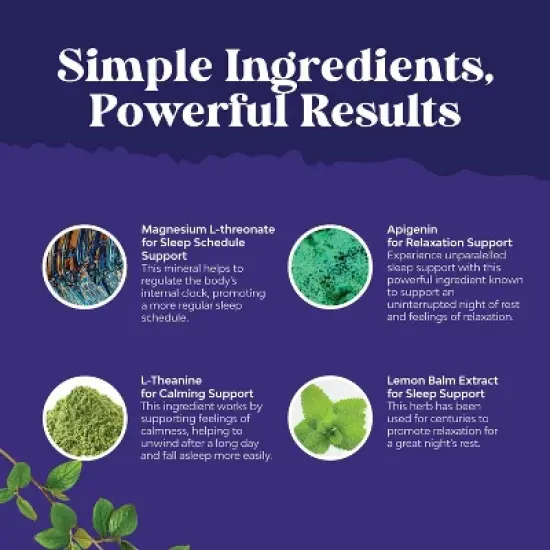 Magnesium Sleeplex Capsules, High Absorption Supplement with Magnesium Threonate, L-Theanine & Apigenin for Calming Sleep, Nature's Craft, 90ct image {4}