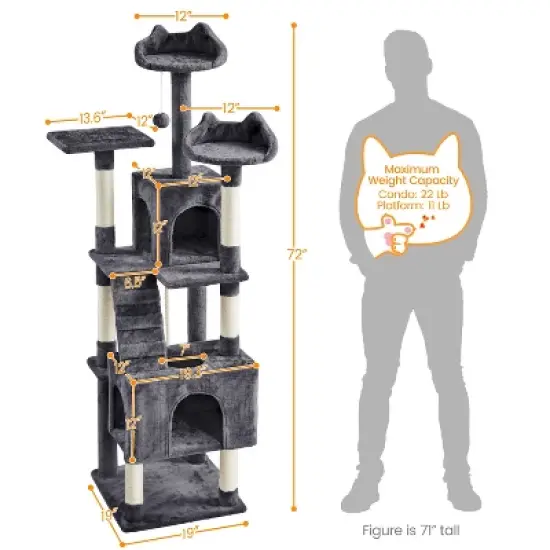 Yaheetech 72inch Multi Level Cat Tree Cat Tower image {2}