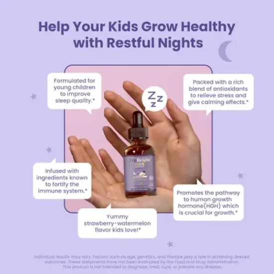 TruHeight Kids Sleep Tincture Ages 2+ (Watermelon Flavor) - Babies, Toddlers & Kids Natural Sleep Aid - Baby, Toddler, Child Melatonin 2 Year Old+ image {2}