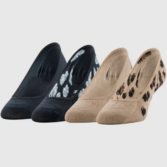 Peds Women's 4pk Low Cut Liner Socks - Black/Beige 5-10: No Show, Hidden Gel Heel Grip, Smooth Toe Seams image {3}