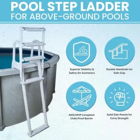 Poolzilla Above Ground A-Frame Flip Up Pool Ladder w/Non Skid Platform - for 48&rsquo;&rsquo; to 54&rsquo;&rsquo; in. Above Ground Pools image {5}