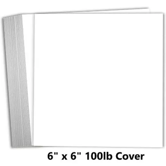 Hamilco 6x6" White Scrapbook Cardstock Paper Heavyweight 100lb Cover Card Stock 100 Pack image {1}