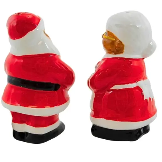 Transpac 3.5 Inch Santa & Mrs. Claus Salt & Pepper Set Christmas Salt And Pepper Shaker , Holiday Ho Ho Ho Glasses (2PC) image {2}