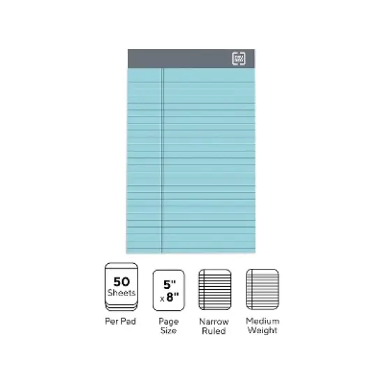 TRU RED Notepads 5" x 8" Narrow Ruled Pastels 50 Sheets/Pad TR57356 image {2}