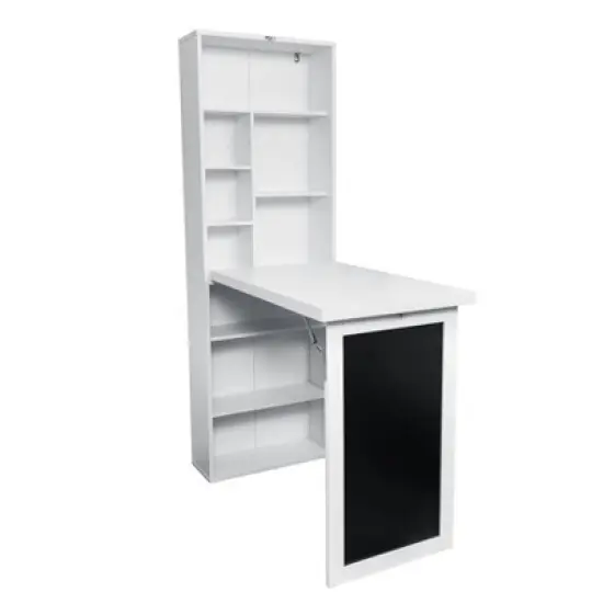 Wall Mount Folding Desk Cabinet with Blackboard White - Danya B. image {7}