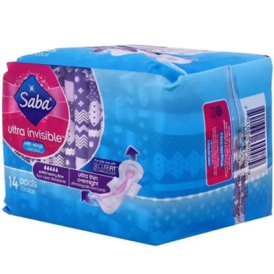 Saba Ultra Invisible Thin Night Pads - 14ct image {1}