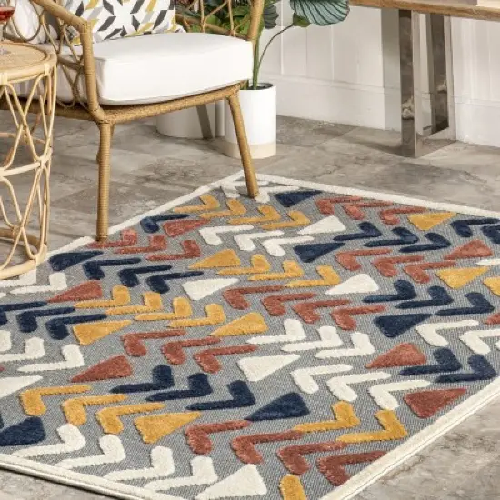 nuLOOM Logan Reverse Arrows Indoor/Outdoor Patio Area rug image {8}
