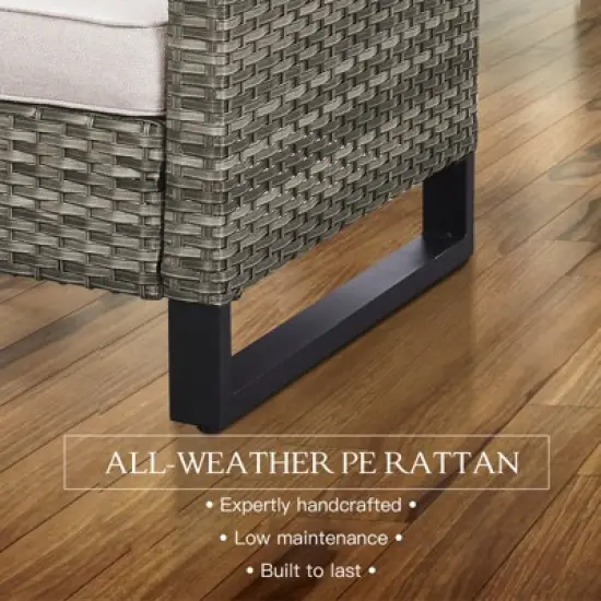 Buenhomino 7 Piece Wicker Outdoor Furniture Set with Thick Cushions, High Back Patio Furniture Set with PE Rattan Chairs and Square Fire Pit Table image {8}