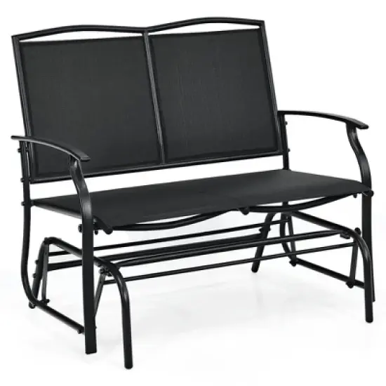Costway Patio Glider Rocking Bench Double 2 Person Chair Loveseat Garden Grey\Black image {1}