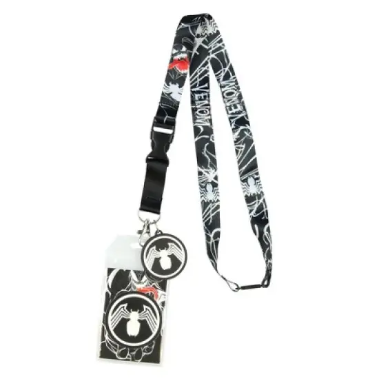 Marvel Venom Lanyard ID Badge Holder 2" Rubber Charm And Collectible Sticker image {4}