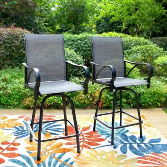 3pc Outdoor Set with Faux Wood Tabletop & Metal/Textilene Stools - Captiva Designs image {5}